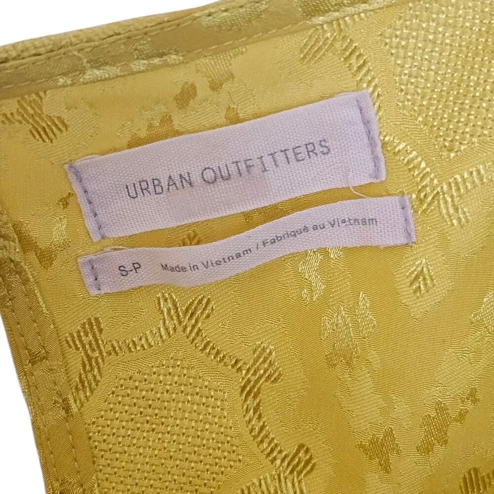 Urban Outfitters Yellow Harriet Jacquard Bustier Mini Dress with Cap Sleeves